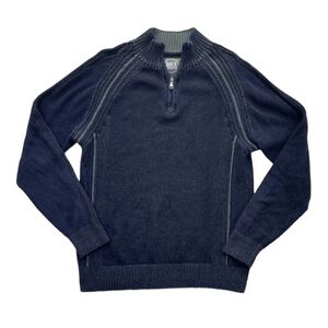 BKE Men's XXL Athletic Fit 1/4 zip Mock Ribbed Knit Navy Blue Buckle Sweater